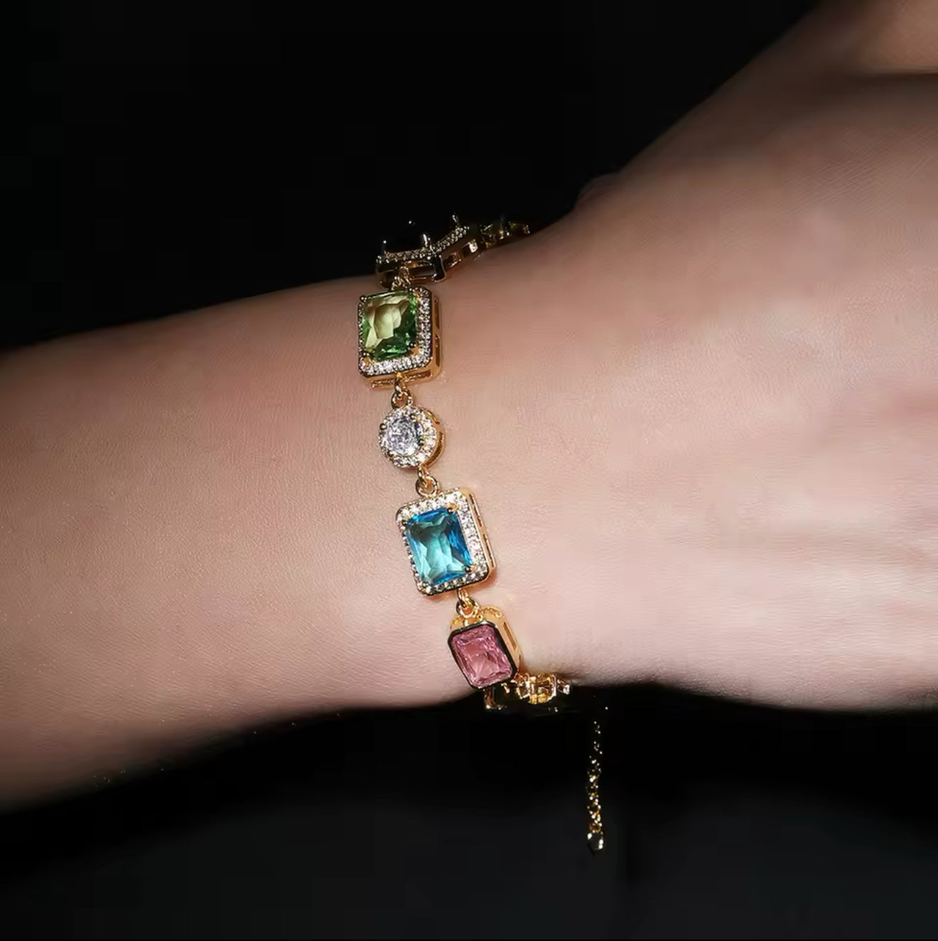 Panoramic Gem Cross Bracelet