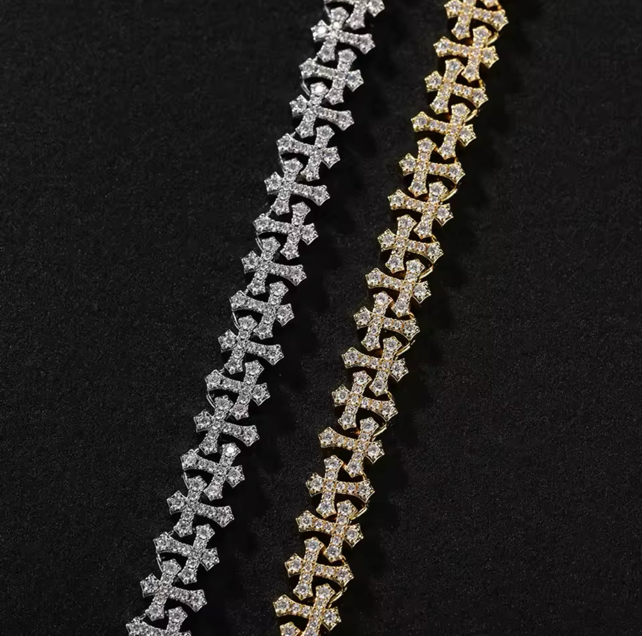 Linked Hearts Cross Bracelet